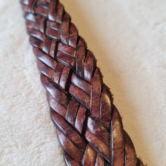 TRAFALGAR Brown Men's Leather Braided Belt - Picture 6 of 11